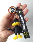 Anahtarlık Looney Tunes Duffy Duck Silikon Anahtarlık Çanta Süsü Karakter Figür Oyuncak Aksesuar Araba Süsü thumbnail 2