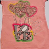 Love Yazı ve Kalp Desenli Kız Çocuk Taytlı Takım - 4