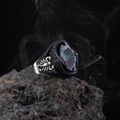 Mistik Topaz Taşlı Akrep Motifli Gümüş Erkek Yüzük - 1