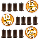 Mobilya Baza Koltuk Kanepe Dolap Yükseltme Ayağı Ayakları Ince Diş Metal M8 Kahverengi 10 Cm 12 Adet thumbnail 1