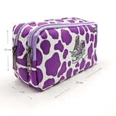 Kalem Kutusu İnek Kalemkutu Vegan Deri İki Bölmeli Kalemlik - Mor thumbnail 5