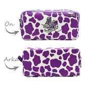 Kalem Kutusu İnek Kalemkutu Vegan Deri İki Bölmeli Kalemlik - Mor thumbnail 2