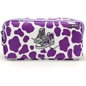 Kalem Kutusu İnek Kalemkutu Vegan Deri İki Bölmeli Kalemlik - Mor thumbnail 3