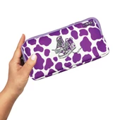 Kalem Kutusu İnek Kalemkutu Vegan Deri İki Bölmeli Kalemlik - Mor thumbnail 4