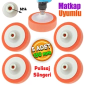Pasta Cila Polisaj Süngeri Zımpara Tabanlı Turuncu 150 mm M14 Uyumlu (5 ADET) - 1
