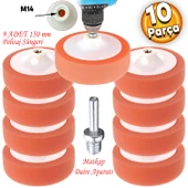 Pasta Cila Polisaj Süngeri Zımpara Tabanlı Turuncu 150 mm M14 Uyumlu Matkap Aparatı (10 PARÇA SET) thumbnail 1