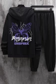 Unisex Butterfly & Letter Graphic Baskılı Eşofman Takımı - 1