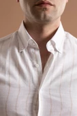 EVRYTİME SLİMFİT PAMUKLU ÇİZGİLİ YAKA DÜĞMELİ UZUN KOL ERKEK YAZLIK GÖMLEK thumbnail 6