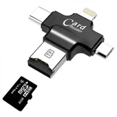 Polham 3in1 Micro, Type-C, İphone Lightning Uyumlu Micro SD Hafıza Kart Okuyucu, Universal Card Reader - 1