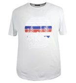 Baskılı Erkek Büyük Beden Bisiklet Yaka Tişört Beyaz - 1