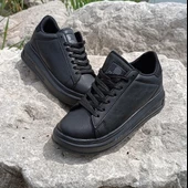 Darkstep 156 Siyah-Siyah Fuspetli Sneaker Düz Taban Spor Ayakkabı - 7