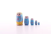 Ahşap Tombul İç İçe Matruşka Bebek Mavi 1 Set 5li Büyük Boy - 1