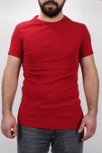 4604 KIRMIZI BİSİKLET YAKA  ERKEK TSHIRT - 2