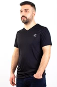 Kinetix SN-222 Neck Siyah Günlük Erkek V Yaka Tişört - 1