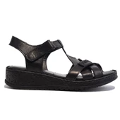 Dagoster DZA07-60021011 Siyah Günlük Ortopedik Deri Kadın sandalet - 6