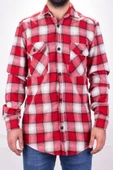 Dagoster DMG23-126465 Kırmızı Günlük Çift Cep Kapaklıı Ekose Oduncu Regular Erkek Gömlek - 3