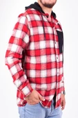 Dagoster DMG23-193714 Kırmızı Günlük Kapüşonlu Oversize Oduncu Erkek Gömlek - 2