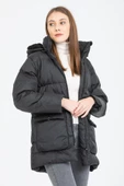 Kinetix Bella Coat Siyah Günlük Kadın Şişme Kaban - 3