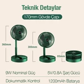 Polham 1200mAh Dokunmatik Ultra Hızlı ve Sessiz Masaüstü Vantilatör, Katlanabilir, Portatif, Taşınabilir Fan - 5