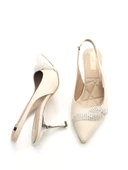 Potinonline K101 Kadın Arkası Açık Taşlı Ayna Ökçe Topuklu Ayakkabı - 7