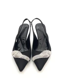 Potinonline K101 Kadın Arkası Açık Taşlı Ayna Ökçe Topuklu Ayakkabı - 2