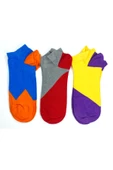 3 Çift Geometrik Desen Renkli Pamuklu Kadın Bilek Çorap thumbnail 1