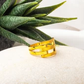 22 Ayar Üç Sıra Kaburga Altın Yüzük thumbnail 3