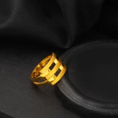 22 Ayar Üç Sıra Kaburga Altın Yüzük thumbnail 4