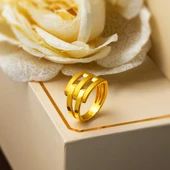 22 Ayar Üç Sıra Kaburga Altın Yüzük thumbnail 5