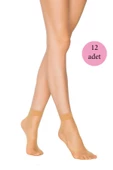 12 Adet Kadın Ten Süper 15 Mat Soket Çorap Ten - 1