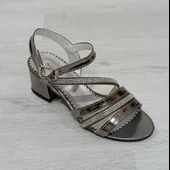 Fiyra 9004 Platin Taşlı Kız Çocuk Abiye Topuklu Sandalet Ayakkabı - 4