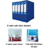 Noki Mavi Geniş Klasör Plastik 5 Adet, 1 Paket Telli Dosya ve Poşet Dosya 2 Paket ( OFİS SETİ ) - 2
