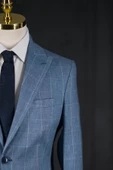 Sir Regular Fit Torba Cep Ekoseli Çift Yırtmaç Yarım Astarlı Erkek Tek Ceket - 3
