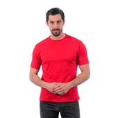 Sıfır Yaka Tişört, Kırmızı -112E801- Bisiklet Yaka Tshirt - 1
