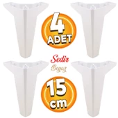 Sedir Lüks Mobilya Kanepe Sehpa Tv Ünitesi Koltuk Ayağı 15 Cm Beyaz Baza Ayakları (4 ADET) - 1