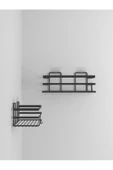 Ömür Boyu Paslanmaz Yapışkanlı Banyo Düzenleyici Şampuanlık Tek Katlı Duş Rafı 2 Adet Siyah LM-01 thumbnail 6