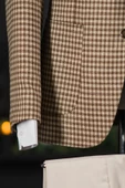 Sir Regular Fit Torba Cep Ekoseli Çift Yırtmaç Yarım Astarlı Erkek Tek Ceket - 5