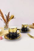 Digithome Kosova Porselen 6’lı Kahve Fincan Takımı Siyah Gold - KGP-095 C320.049 thumbnail 3