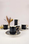 Digithome Kosova Porselen 6’lı Kahve Fincan Takımı Siyah Beyaz - KGP-093 C320.049 thumbnail 1