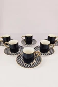 Digithome Kosova Porselen 6’lı Kahve Fincan Takımı Siyah Beyaz - KGP-093 C320.049 thumbnail 2