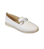 YAZKIŞ Beyaz Siyah Tokalı 4Nokta Comfort Makosen Anne Ayakkabısı thumbnail 2