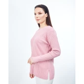 Kadın  Pudra Triko V Yaka Kışlık  Anne Esnek Kazak thumbnail 2