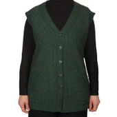 Kadın Hakı Yeşil Düğmeli Yelek - 2