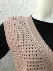 Kadın Pudra Pembesi Merserize Yelek - 8