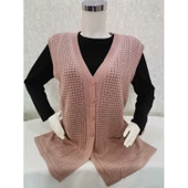 Kadın Pudra Pembesi Merserize Yelek - 2