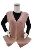 Kadın Pudra Pembesi Merserize Yelek - 5