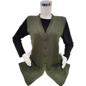 Kadın Haki Yeşil Merserize Yelek - 1