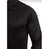 Erkek Siyah İnce Yünlü Yarım Boğazlı Triko Baba Kazak - 4