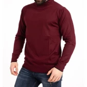 Erkek Siyah İnce Yünlü Yarım Boğazlı Triko Baba Kazak - 5