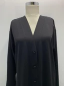 Kadın Vizon Uzun Düğmeli Cepli Anne Penye Hırka thumbnail 4